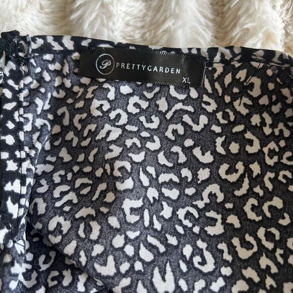 Prettygarden Flutter Sleeve Animal Print Spring Dress Black White XL Cottagecore - Picture 7 of 10